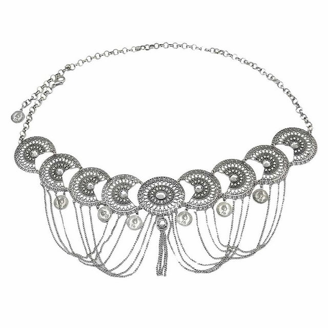 Cadena de cuerpo Zulema con borlas de cristal ajustable Plata