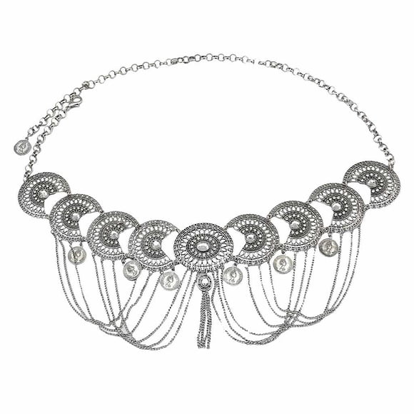 Cadena de cuerpo Zulema con borlas de cristal ajustable Plata