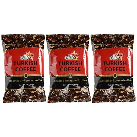 Elite Turkish Coffee Roasted and Ground 3.5 Ounce 3 Pack