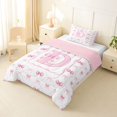 thumbnail image 2 of Manfei Cute Bow D Letter Monogrammed Twin Comforter Sets 3-Piece for Girls Women,Romantic Princess Style Bowknot Plaid Bedding Set for Children Teenagers,Pink Reversible,Breathable Home Decor, 2 of 6