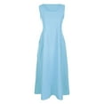thumbnail image 3 of Enwejyy Womens Sundress Cotton Linen Solid Sleeveless Pockets Loose Tank Dress Plus Size S-4XL, 3 of 4