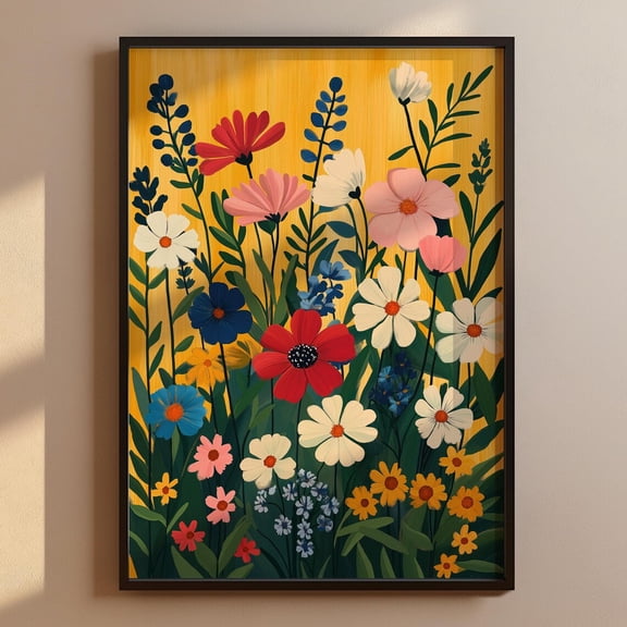 Kna Prints - 1 Pc Poster Wildflower Meadow Flower Wall Art Floral Art Wall Decor Nature Illustration Botanical Wall Art Colorful Wall Decoration , UNFRAMED-8x12