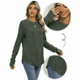 thumbnail image 4 of Ronuti Women's Long Sleeve Top Crewneck Basic Lightweight Fall Shirt with Thumb Hole, 4 of 7