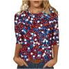 thumbnail image 7 of Gamivast Womens Graphic Tees American Flag Print Crewneck 3/4 Sleeve Summer Tops Casual Tops Abstract Star Sparkle 4th of July Outfits, 7 of 7