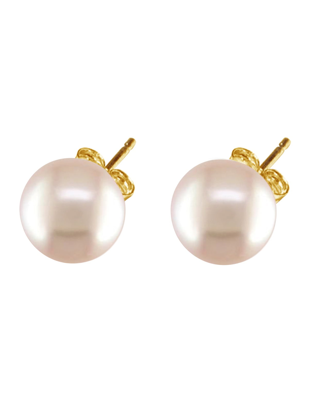 Kezef - 10mm AAA Freshwater Cultured Pink Pearl Button Stud Earrings ...