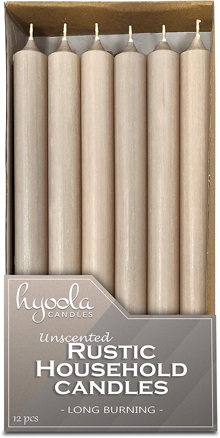 Hyoola 10" Rustic Sahara Dripless Dinner Candles Unscented Paraffin Wax with Cotton Wicks, 12-Pack