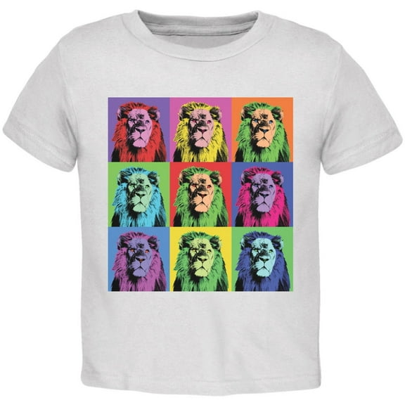 Lion Pop Art Repeating Squares White Toddler T-Shirt - 3T