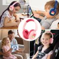 thumbnail image 6 of LOBKIN Kids Headphones,Bluetooth 5.4,Over Ear Kids Headphones with Mic 35H Playtime 85dB Safe Volume Limited Foldable Design for Girls Travel/School/Tablet (Pink), 6 of 10