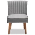 thumbnail image 3 of Baxton Studio Alvis Mid-Century Modern Grey Velvet Upholstered and Walnut Brown Finished Wood Dining Chair, 3 of 7