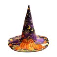 thumbnail image 2 of Witch Hat, Wizard Hat, Halloween Costumes for Adults，Funny Pumpkin Costume Accessory, Wide Brim Spire Cap, One Size Fits All for Cosplay Costume Daily Party Masquerade E, 2 of 3