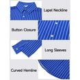 thumbnail image 4 of FEOYA Mens Striped Shirts Casual Business Top Long Sleeve Button Down Shirt Regular Fit Shirts Wedding Cotton Dress Shirt Lapel Collar Shirts Work Office Outfit S, 4 of 6