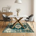thumbnail image 3 of ODIKA 5'x7' Ultra-Soft Area Rug, Teal Vintage Boho Scroll Border Throw Distressed Ornate Turquoise None Washable, Bare feet friendly, Silk-Touch for Bedroom Home office, 3 of 7