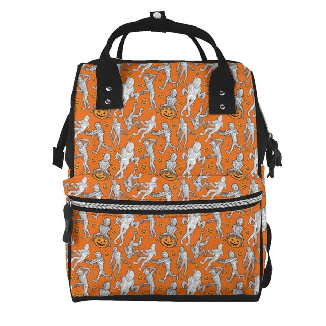 Fotbe Halloween Mummy Mochila Maternidad - Lona de Sarga Impermeable, Mochila de Pañales de Gran Capacidad con Múltiples Bolsillos y Correas Ajustables