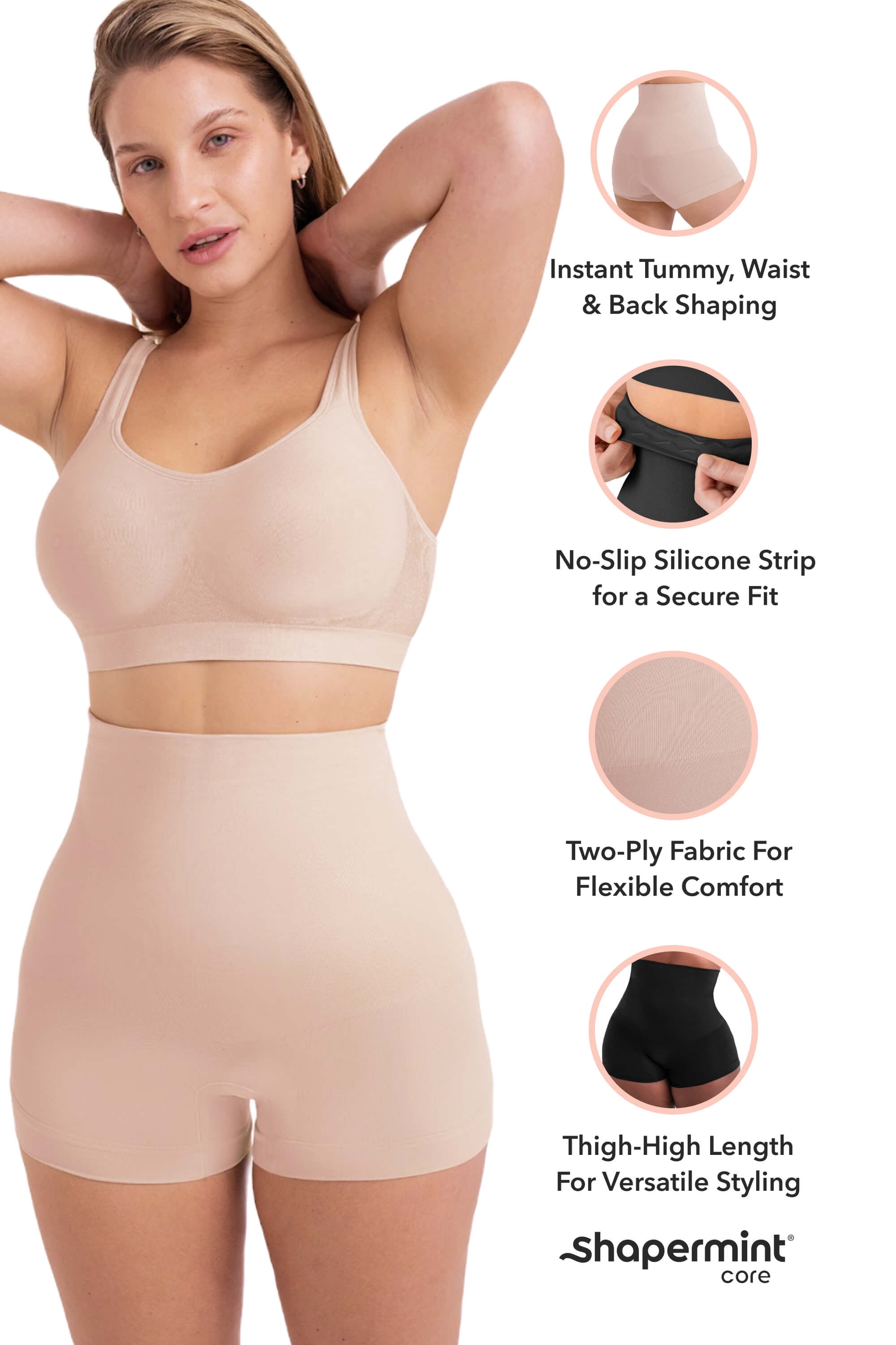 Shapermint High Waist Shaping Boyshorts for Women, Seamless Fit & Comfortable Support, Sizes S–4XL