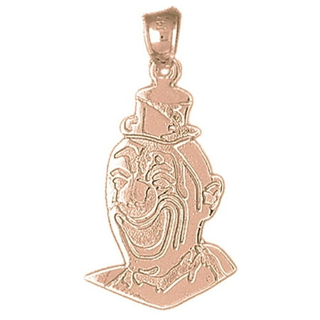 14K Rose Gold Clown Pendant - 32 mm