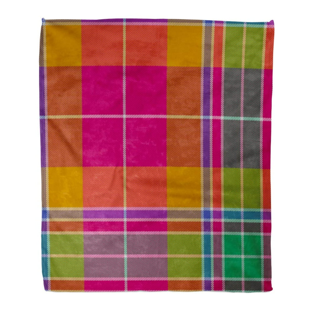 SIDONKU Flannel Throw Blanket Madras Tartan Plaid Pattern Abstract