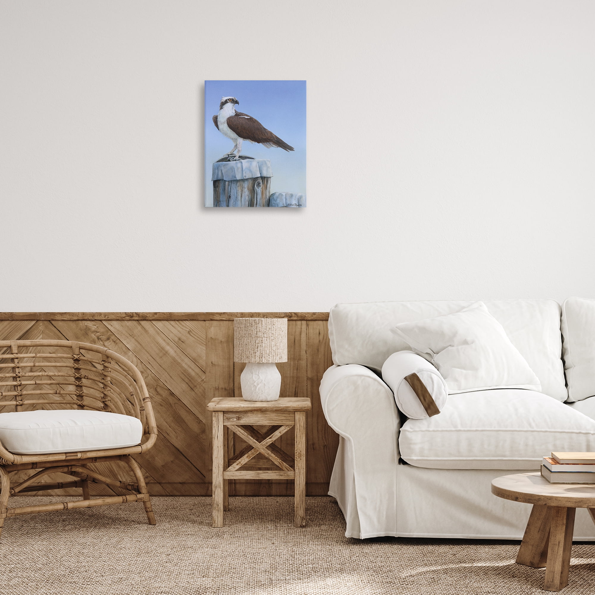 Stupell Industries Harbor Master Bird Perched Animals Painting Wrapped Canvas Art Print Wall Art, 16 x 20