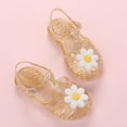 thumbnail image 2 of Xfvqtps Girls Jelly Sandals Closed Toe Cross Straps Hollow out Sequin Flower Decoration Adjustable Buckle Durable Non Slip Washable Lightweight Summer PVC Water Shoes for 2-9 Years Yellow, 2 of 7