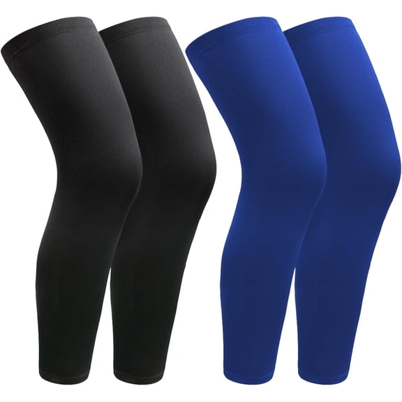 2 Pairs Leg Sleeves,Full Leg Compression Sleeve,Sports Compression Long Knee Sleeve with Anti-slip Silicone Strips