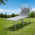 thumbnail image 5 of Outdoor Lounge Chair with Canopy,Patio Sun Tanning Chair,Pool Chair with Position Adjustable Backrest,Breathable Mesh Seat for Beach, 5 of 7