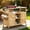 Natural, variant on Aukfa Solid Fir Wood Outdoor Kitchen Island with Stainless Steel Top, Rolling BBQ Grill Cart with Storage Cabinet,Dark Brown