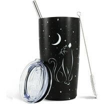 Cat Tumbler, Cat Cups/Travel Mug/Insulated Tumbler, Cute Cat Stuff/Things, Cat Present, Funny Black Cat Gifts for Cat Lovers, Goth Tumbler, Cat Themed Gifts for Women-20 OZ Tumbler with Straw and Lid