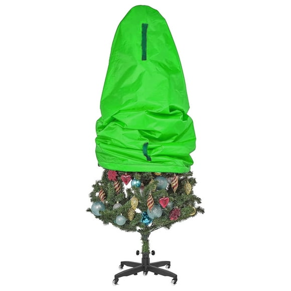 Upright Christmas Tree Bags Storage, 4ft Holiday Tree Covers, Xmas Tree Storage Bag for Artificial Tree Standing with Ornaments, Fabrics Christmas Tree Cover, Christmas Tree Storage Box (Green)