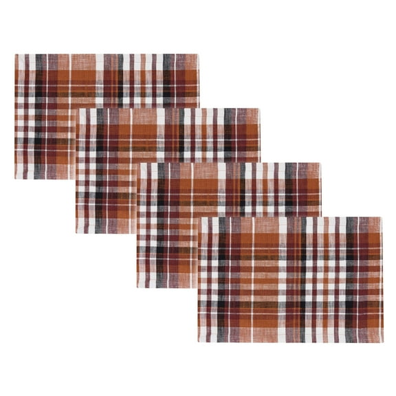 Split P Russett Plaid Orange Placemat Set Of 4
