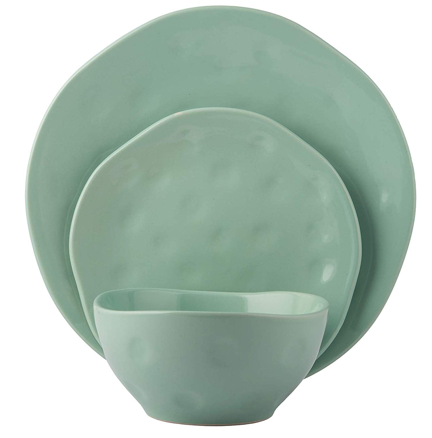 Melange Stoneware 18Piece Irregular Shape Dinnerware Set (Mint
