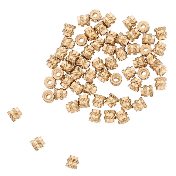WEUVEB 60pcs Carbon Steel Thread Inserts Brass Threaded Wood Inserts For Craftsmen And Engineers