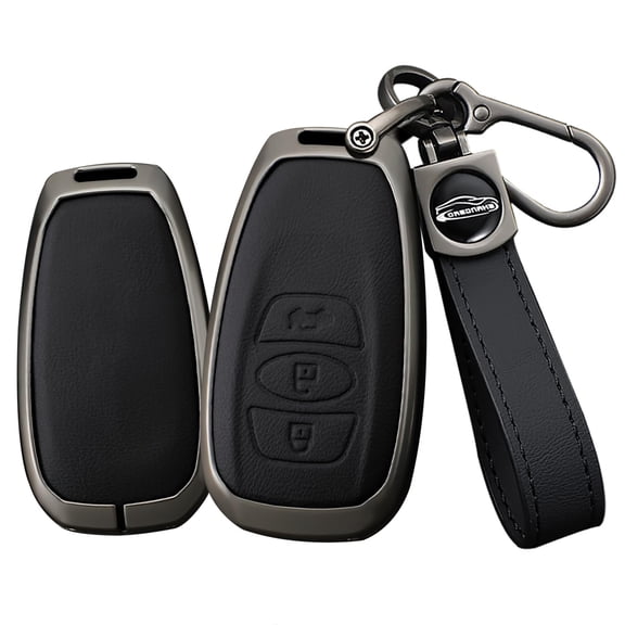 for Subaru Premium Leather Key Fob Cover for Forester Outback BRZ Legacy CrossTrek Metal Key Case Remote Key Holder Protector Metal Keychain