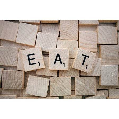 LAMINATED POSTER Word Letters Wooden Scrabble Eat Poster Print 24 x