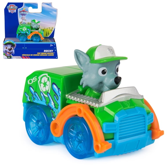 PAW Patrol Pup Squad Rocky Splash Racer Toy Vehicle, for Kids 3 