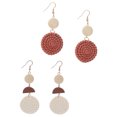 thumbnail image 1 of 2 pares de pendientes de flor de ratán de arcilla polimérica, pendientes colgantes ligeros, regalos para mujeres y niñas, 1 of 5