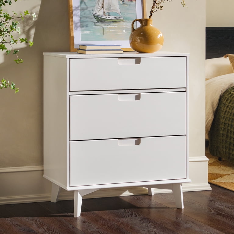 Walker Edison Sonoma 3-Drawer Solid Wood White Dresser - Walmart.com