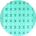 thumbnail image 1 of Ahgly Company Machine Washable Indoor Round Abstract Turquoise Blue Modern Area Rugs, 3' Round, 1 of 4