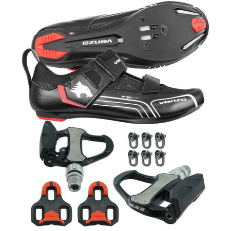 Venzo Bicycle Bike Cycling Triathlon Shoes For Shimano SPD SL Look with (Best Triathlon Bike Shoes)