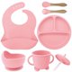 thumbnail image 1 of Babero de silicona para madres e hijos Plato de silicona para la cena Juego de ocho piezas Plato de succión para entrenamiento complementario de alimentos para bebés Juego de vajilla separada para, 1 of 5