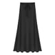 thumbnail image 1 of Falda midi larga acampanada con cintura elástica vintage para mujer, negro, XL, 1 of 6