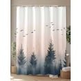 thumbnail image 4 of Fsddascl Rustic Foggy Forest Shower Curtain Set - 66" x 72" Washable Bathtub Curtain with 12 Hooks, Watercolor Trees Birds Landscape Waterproof Fabric Stall Shower Curtains for Bathroom/Bathtub, 4 of 6