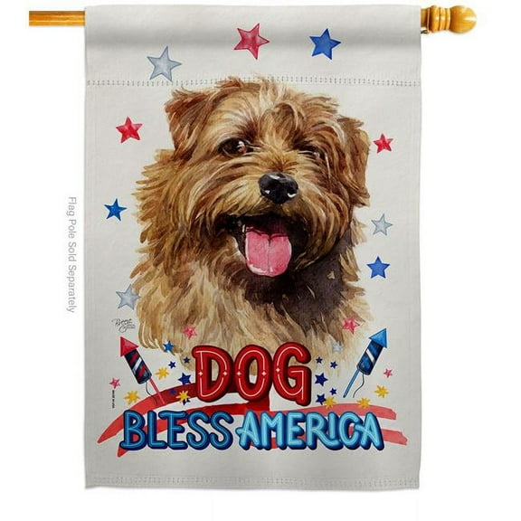 Breeze Decor H120163-BO Patriotic Norfolk Terrier Animals Dog 28 x 40 in. Double-Sided Decorative Vertical House Flag for Decoration Banner Garden Yard Gift