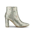 thumbnail image 4 of BLISSFUL STEP Women's Glitter Pointed Toe Block Heeled Ankle Boots Silver 8, 4 of 9
