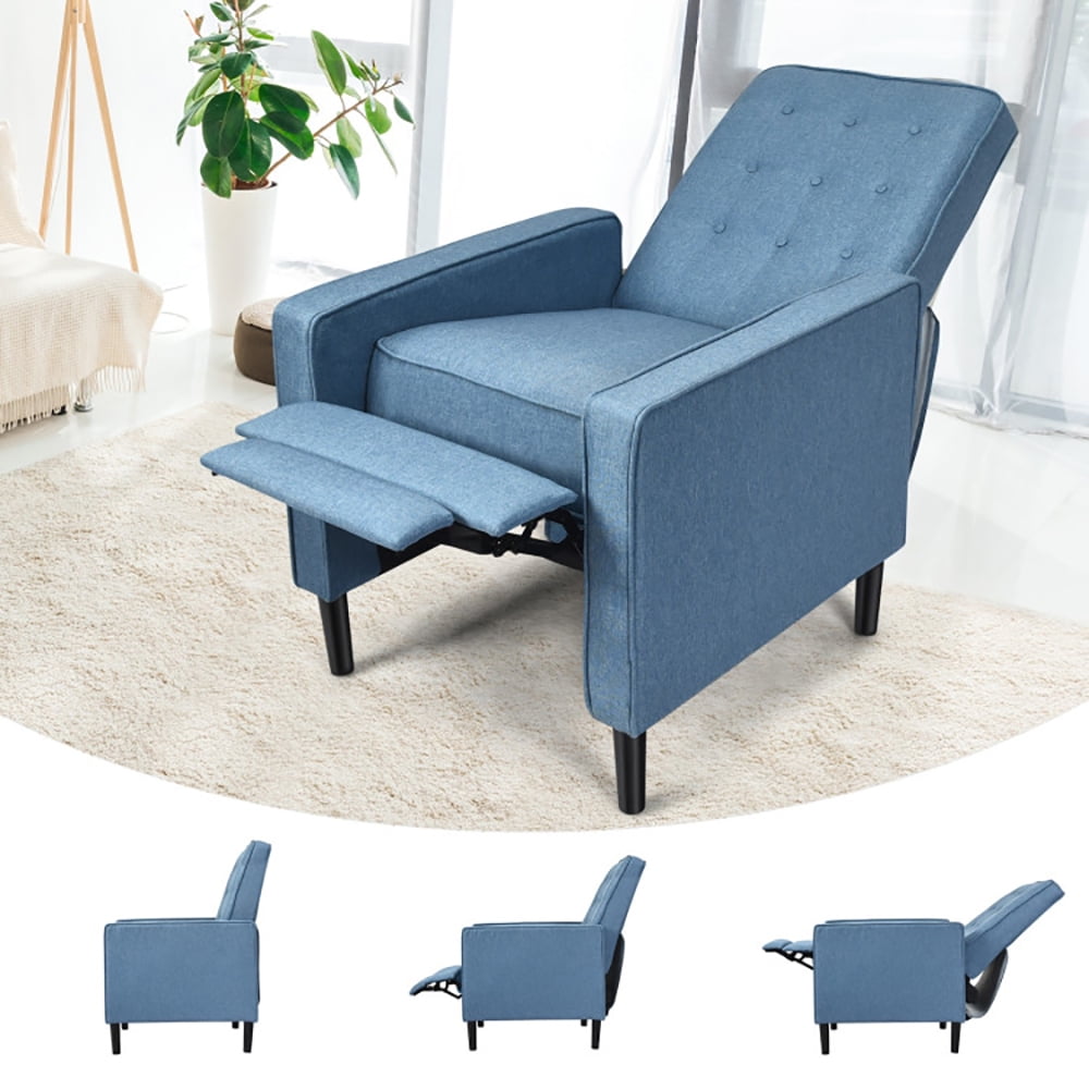 Finihen Accent Chair, Push Back Recliner Arm Chair, Mid-Century Push Back Recliner Chair, for Living Room, Office, Blue Finihen Accent Chair, Push Back Recliner Arm Chair, Mid-Century Push Back Recliner Chair, for Living Room, Office, Blue
