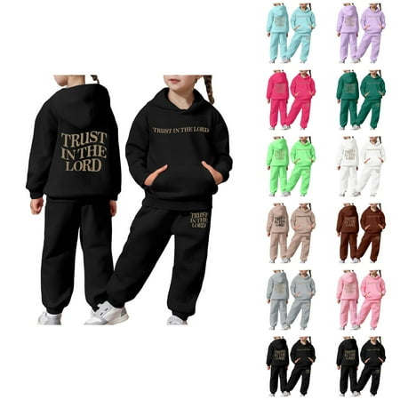 Girls Boys Sweat Set Christian Hoodie and Jogging Sweatpants 2 Piece Matching Set Kids Lounge Set