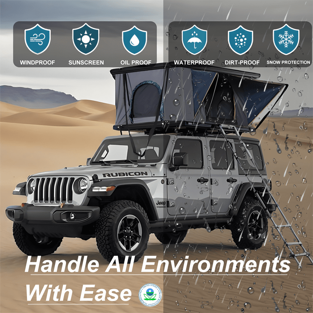 Jiadrooe Rooftop Tent Hard Shell - Rooftop Tent for Van Jeep SUV Truck Car Tents for Camping, Car Roof Tent Hard Shell Roof Top Tent Camping Waterproof, Windproof, Sturdy,2-3 People Tent