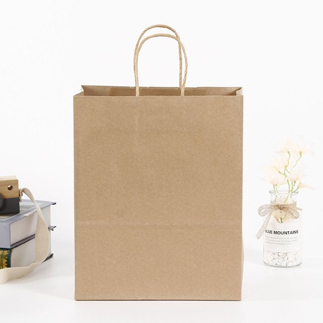 OFFIGAM 10Ud Bolsas De Papel Marrón Con Asas Para Almacenamiento Y Embalaje De Obsequios