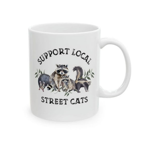 Support Local Street Cats Mug Raccoon Coffee Mug Funny Raccoon Ceramic Coffee Mug Novelty Coffee Tea Cup Aesthetic Forestcore Funny Animal Lover Gift