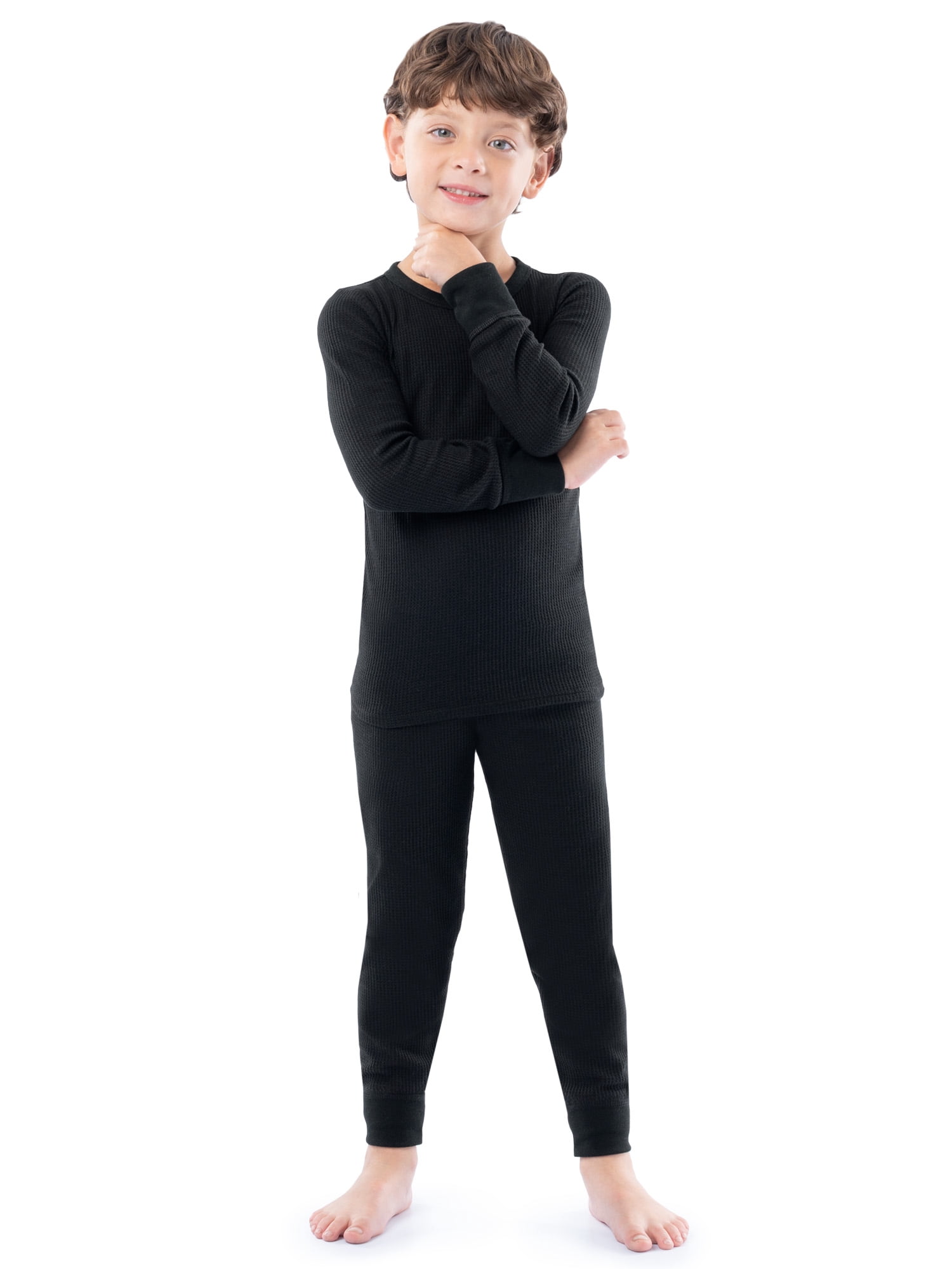 Athletic Works Boy's & Girl's Waffle Thermal Underwear Crew Top & Bottom Set, Sizes XS-XXL