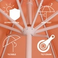 thumbnail image 4 of JONATHAN Y Tracy 9 ft. Market Patio Umbrella, Classic Mid-Century Scalloped Fringe, with Auto-Tilt Crank, Wind Vent and UV Protection, Coral Pink/White, White Pole, 4 of 7