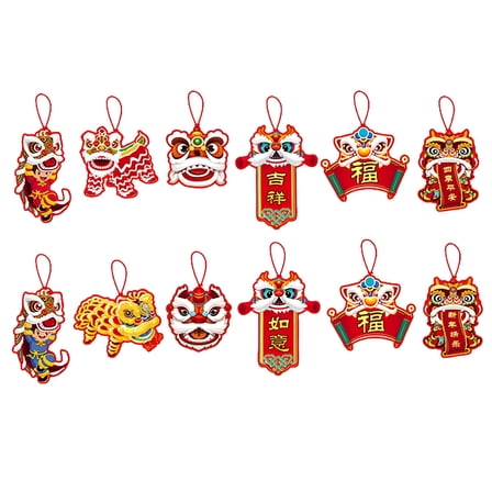 LAMIRO 12Pcs Chinese New Year Decorations Pendants for Home Restaurant Wall Decor Party Style D